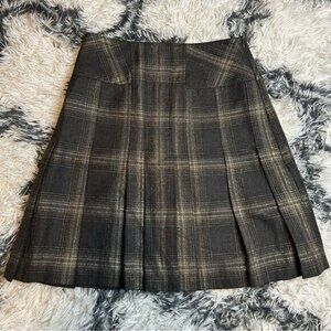 Manoukian Metallic Thread Plaid Pleated Skirt